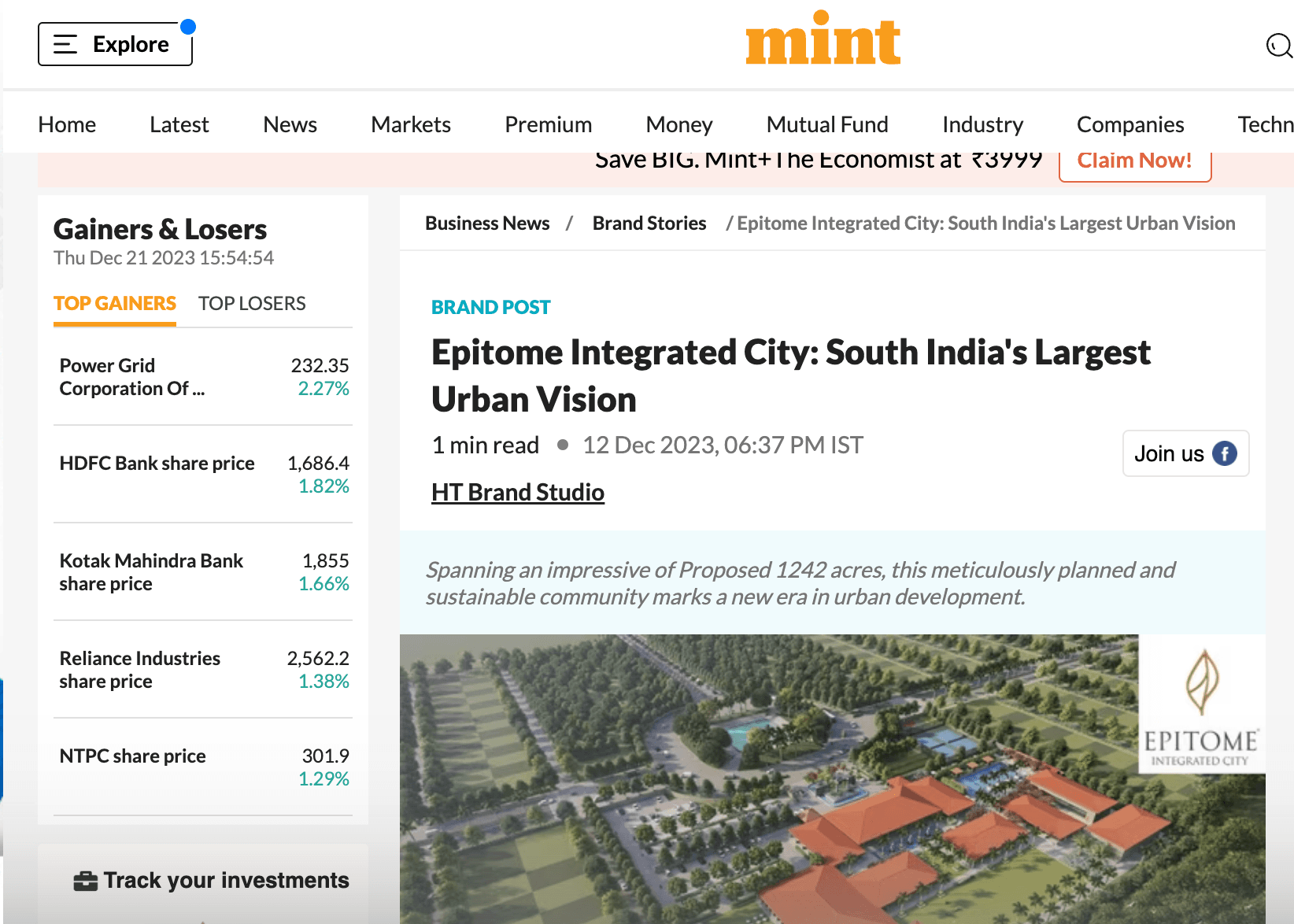 Epitome Integrated City: South India's Largest Urban Vision...